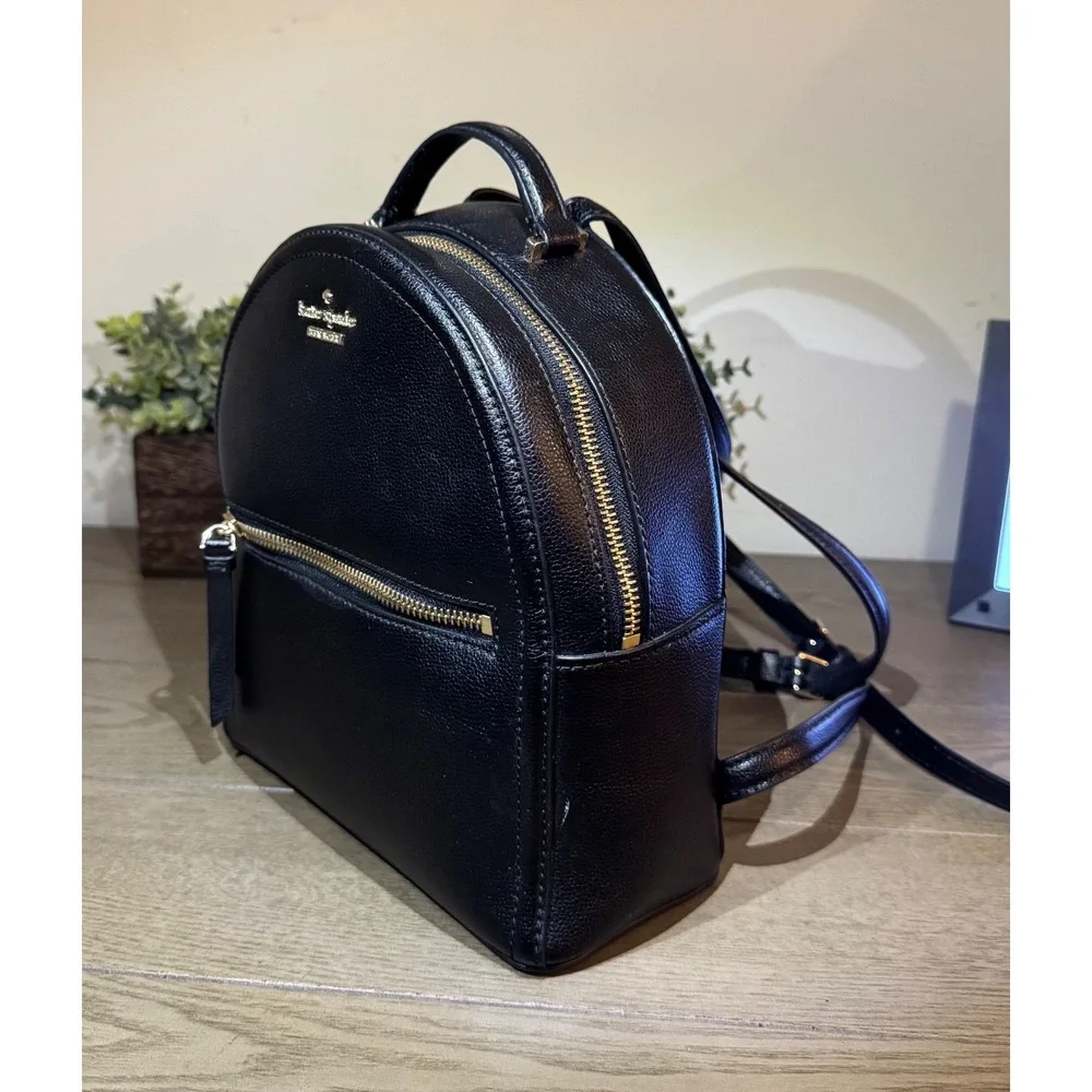 Kate Spade New York Black Pebbled Leather Mini Backpack Gold Hardware 2018